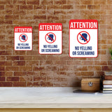 Portrait Round Plus Attention No Yelling Or Screaming Wall or Door Sign | Indoor Gym & Pool Signage