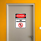 Portrait Round Plus Danger Construction Site No Trespassing Wall or Door Sign | Health And Safety Signage