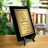 Middle Finger Novelty Funny Customizable Black Frame Award Plaque | Easel Mount Option | Funny Parody Achievement Personalizable Plaques