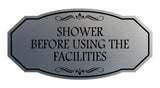Signs ByLITA Victorian Shower Before Using the Facilities Wall or Door Sign