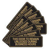 Signs ByLITA Standard This Door To Remain Unlocked During Business Hours Wall or Door Sign (Multipacks)