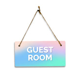 Guest Room 5x10 Hanging Plus Wall or Door Sign | Rustic Twine | Range of Vibrant Decor Styles | Room Signs For Home and Business
