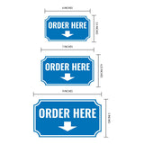 Notched Standard 'Order Here' Wall or Door Sign | Customer Interaction Sign