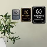 Signs ByLITA Portrait Round No Diving in The Shallow End Door or Wall Sign | Easy Installation | Elegant Design | Pool Safety