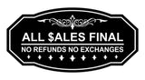 Victorian All Sales Final No Refunds No Exchanges (Dollar) Wall or Door Sign