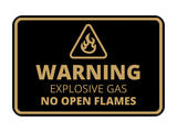 Signs ByLITA Classic Framed Warning: Explosive Gas - No Open Flames Door or Wall Sign Easy Installation | Health And Safety | Building And Warning Signs