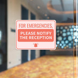 Classic Framed Plus For Emergencies, Please Notify the Reception Door or Wall Sign | Medical Facility Greeting & Reception