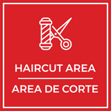 Signs ByLITA Square Haircut Area Door or Wall Sign | Spanish Bilingual Business Signs