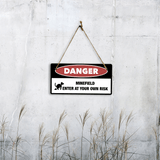 Danger Minefield Enter At Your Own Risk 5" x 10" Hanging Wall or Door Sign | Safety Signs
