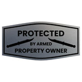 Signs ByLITA Fancy Protected by Armed Property Owner (Military Knife) Door or Wall Sign | Home Security Warning Sign