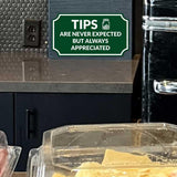 Notched Standard 'Tips Are Greatly Appreciated' Wall or Door Sign | Customer Interaction Sign
