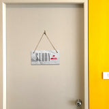 Study 5x10 Hanging Plus Wall or Door Sign | Rustic Twine | Range of Vibrant Decor Styles | Room Signs For Home and Business