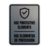 Signs ByLITA Portrait Round Use Protective Elements Door or Wall Sign | Spanish Bilingual Warehouse Health and Safety Signs