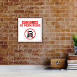 Square Plus Camiones No Permitidos Wall or Door Sign | Spanish | Health & Safety Warehouse Business Signage