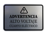 Signs ByLITA Classic Framed Advertencia Alto Voltaje Cuarto Eléctrico Durable Sign | Easy Installation | Elegant Design Wall or Door Sign