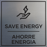 Signs ByLITA Square Save Energy Door or Wall Sign | Spanish Bilingual Business and Office Signs