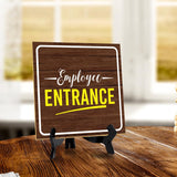 Employee Entrance 5"x 5" Square Table Sign With Acrylic Easel | Office Décor