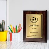 Soccer Customizable Wooden Award Plaque | Easel Mount Option | Achievement and Recognition Personalizable Plaques