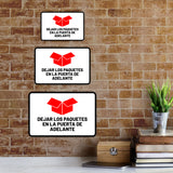 Classic Framed Plus Dejar los Paquetes en la puerta de adelante Door or Wall Sign | Spanish | Home Office Business Front Door