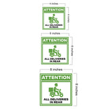 Square Plus Attention All Deliveries in Rear Wall or Door Sign | Health & Safety Warehouse Business Signage