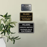 Signs ByLITA Classic Framed Peligro Espacio Limitado- Entrada solo con permiso Door or Wall Sign Easy Installation | Health And Safety | Building And Hospitality