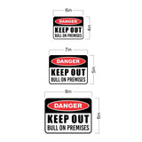 Classic Framed Plus Danger Keep Out Bull On Premises Wall or Door Sign | Farm/Barn Warning Signage