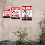 Portrait Round Plus Warning Please Do Not Feed The Horses They May Bite! Wall or Door Sign | Farm/Barn Warning Signage