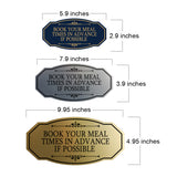 Signs ByLITA Victorian Book Your Meal Times In Advance If Possible Wall or Door Sign