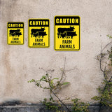 Portrait Round Plus Caution Farm Animals Wall or Door Sign | Farm/Barn Warning Signage