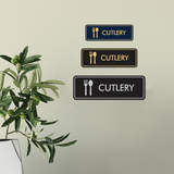 Signs ByLITA Standard Cutlery Door or Wall Sign Easy Installation | Durable Construction | Kitchen Essentials | Hygiene | AirBnB Signs