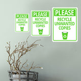 Portrait Round Plus Please Recycle Unwanted Copies Door or Wall Sign | Office Housekeeping Signage