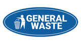 Signs ByLITA Oval General Waste Sign - Laser-Engraved Lettering | Durable ABS Plastic | Vibrant Colors | Powerful Foam Tape