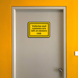 Classic Framed Plus Vehicles And Contents Are Left At Owners Risk Door or Wall Sign