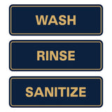 All Quality Standard WASH RINSE SANITIZE Set of 3 Bay Sink Signs - Restaurant & Commercial Kitchen Sink Signs - Easy to Install