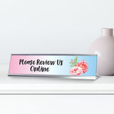 Please Review Us Online, Floral Designer Desk Sign (2 x 8")