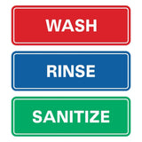 All Quality Standard WASH RINSE SANITIZE Set of 3 Bay Sink Signs - Restaurant & Commercial Kitchen Sink Signs - Easy to Install