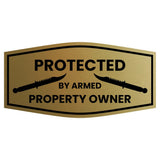 Signs ByLITA Fancy Protected by Armed Property Owner (Military Knife) Door or Wall Sign | Home Security Warning Sign