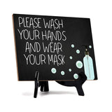 Signs ByLITA Please Wash Your Hands And Wear A Mask, Hygiene Table Sign, 6" x 8"