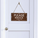 Please Knock Thank You 5x10 Hanging Wall or Door Sign | Warm Welcoming Signage For Homes