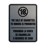 Signs ByLITA Portrait Round The Sale Of Cigarettes To Minors Is Prohibited Door or Wall Sign | Spanish Bilingual Warehouse and Factory Signs