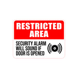 Classic Framed Plus Restricted Area Security Alarm Will Sound If Door Is Opened Door or Wall Sign | Safety Signage
