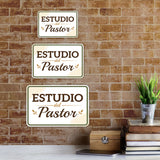 Classic Framed Plus Estudio del Pastor — Pastor's Study Door or Wall Sign | Spanish - Church Room & Area Signs