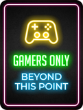 Portrait Round Plus Gamers Only Beyond This Point Wall or Door Sign | Easy Installation | Gaming | Home Decor