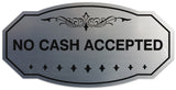 Signs ByLITA Victorian No Cash Accepted Wall or Door Sign - Laser-Engraved Lettering | Durable ABS Plastic | Vibrant Colors | Powerful Foam Tape
