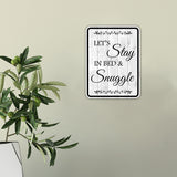 Portrait Round Plus Let's Stay In Bed & Snuggle Wall or Door Sign | Funny Novelty Home Signs | Home Reminders For Families