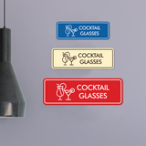 Signs ByLITA Standard Cocktail Glasses Door or Wall Sign Easy Installation | Durable Construction | Kitchen Essentials | Hygiene | AirBnB Signs