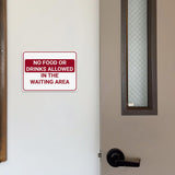Classic Framed Plus No Food or Drinks Allowed in the Waiting Area Door or Wall Sign | Medical Facility Greeting & Reception