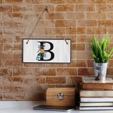 B Flower Decor 5x10 Hanging Wall or Door Sign | Alphabet Letter Room Decoration