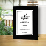 Kayaking Customizable Black Frame Wooden Award Plaque | Easel Mount Option | Achievement and Recognition Personalizable Plaques | Sports Award