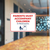 Classic Framed Plus Parents Must Accompany Children In Restrooms Door or Wall Sign | Child Safety Business Signs